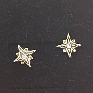 Gold art deco Star Earrings with Crystal Accents